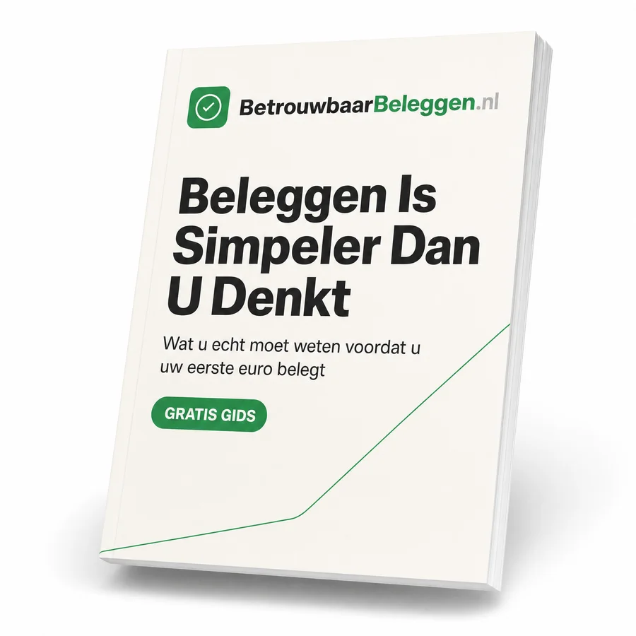 Omslag van de gratis gids "Beleggen Is Simpeler Dan de Bank U Laat Geloven"